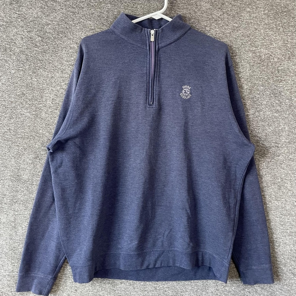 Peter Millar 1/4 Zip Sweatshirt Mens XL Blue Evans Scholars Golf Mock Neck